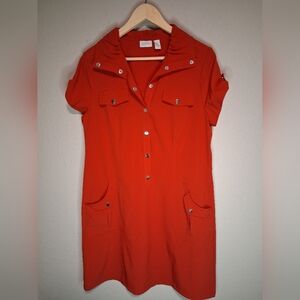 Zenergy by Chico’s Red Polo Dress Size 2 Stretch Collared Short Sleeve Pockets